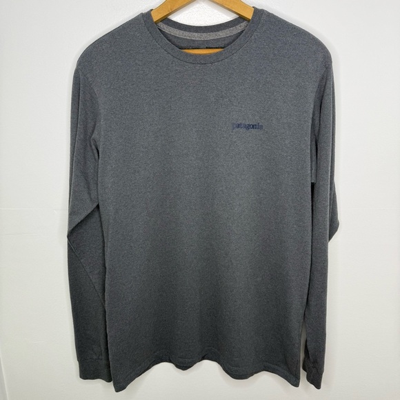 PATAGONIA Men’s Gray Line Logo Ridge Responsibili-tee Long Sleeve Tee - Picture 2 of 6